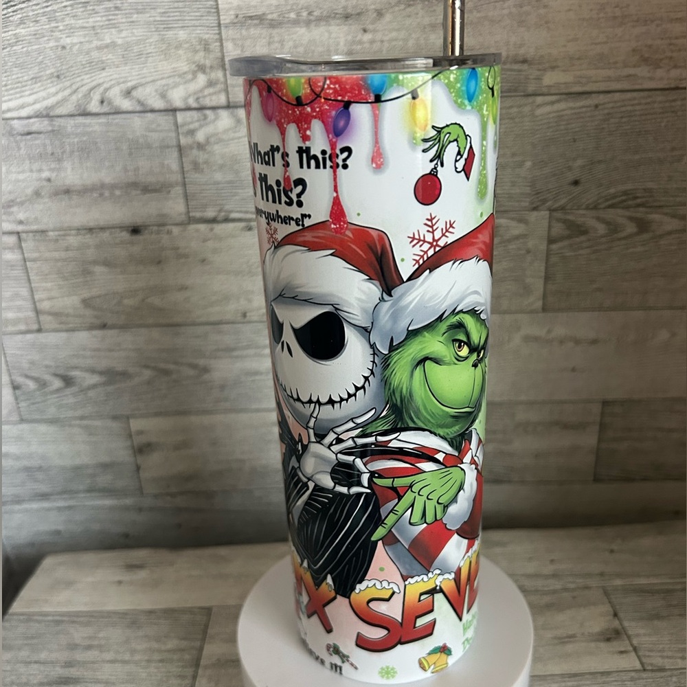 Six-Seven Christmas Themed Tumbler with Characters 20oz stainless steel